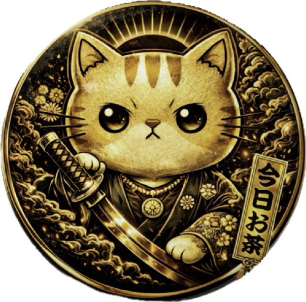 缶バッチ　茶々丸さむらい【金】　431