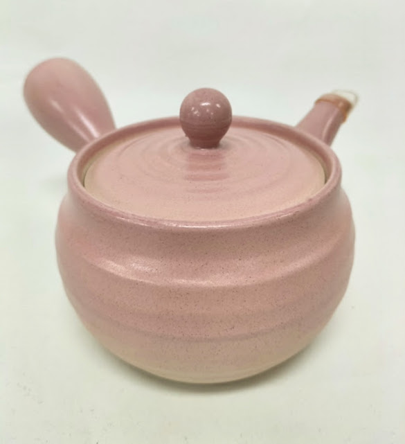 【常滑焼/さわやか網】晶光白泥ピンク　急須　21