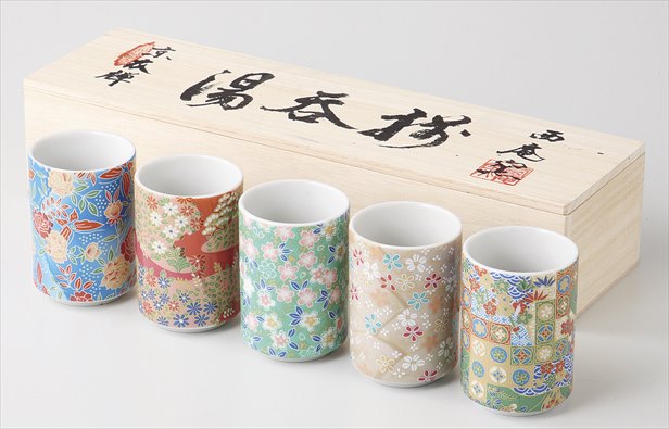 京友禅　湯呑み５客セット　木箱入り　418